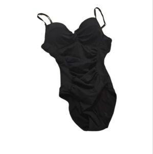 Assets By Spandex Ruched One Piece Black Swimsuit Sz M